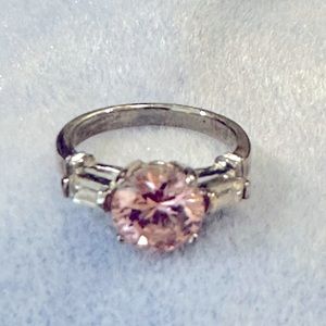 Pink And White Gemstone Ring Size 8